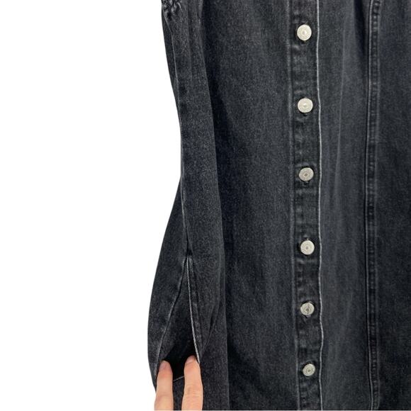 Levi’s Tuli front button closure denim mini dress scoop neck black/gray - Picture 6 of 9